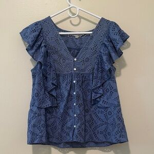 Anthropologie Eyelet Ruffle Blouse
